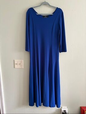Nina leanords cobalt blue long sleeve A-line maxi dress M